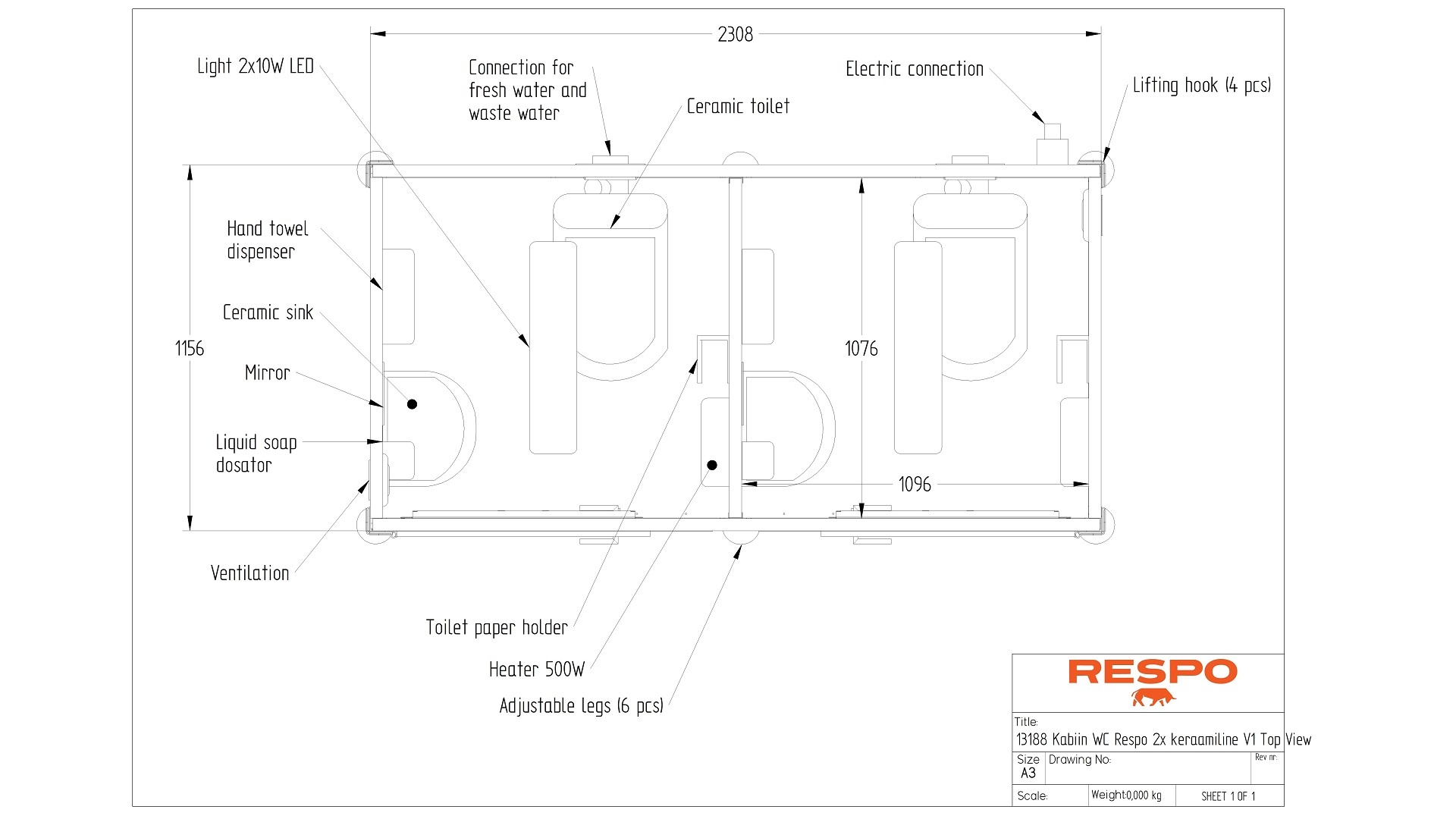 Flyttbar dubbeltoalett keramisk